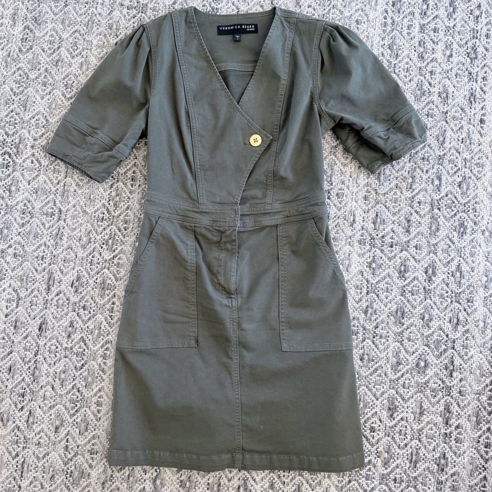 Veronica Beard Military Green Wrap Utility Dress